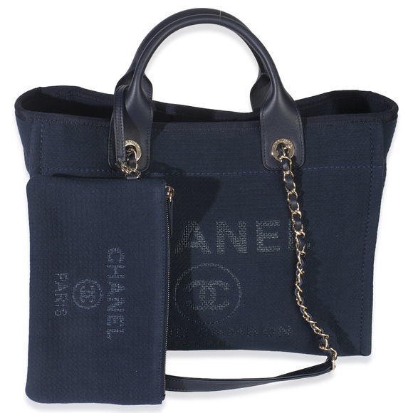 Chanel Handbags - Chanel 23A Navy Mixed Fibers Large Deauville Tote